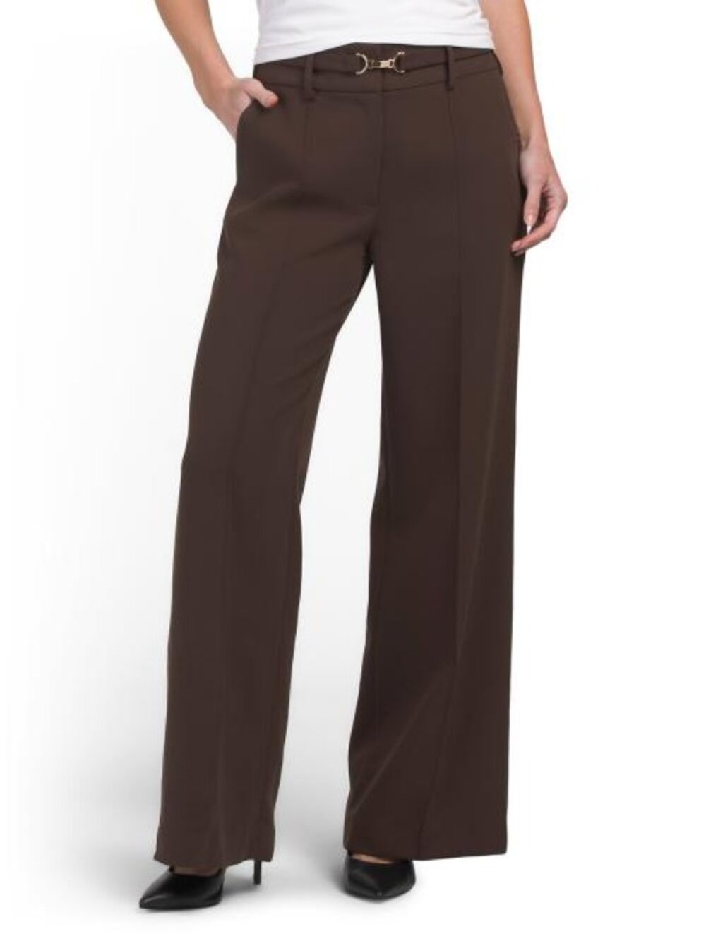 ELIE TAHARI Fly Front Flared Pants With Slant Pockets